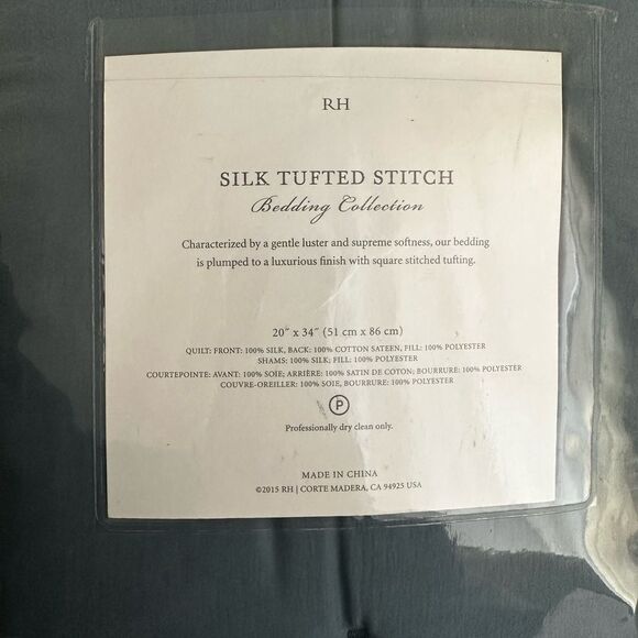 Restoration Hardware Other - NWT - (1) Restoration Hardware Silk tufted stitch sham - Nocturne - 20” x 34”